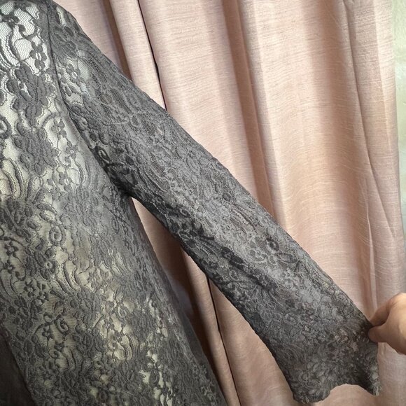 Betsey Boo! 3X Gray Long Sleeve Open Waterfall Front Sheer Lace Cardigan Duster - Picture 8 of 16